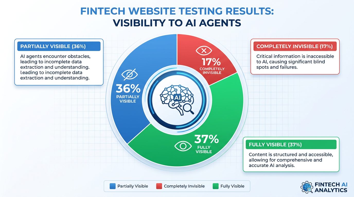 Fintech visibility data — 36% partially visible, 17% invisible