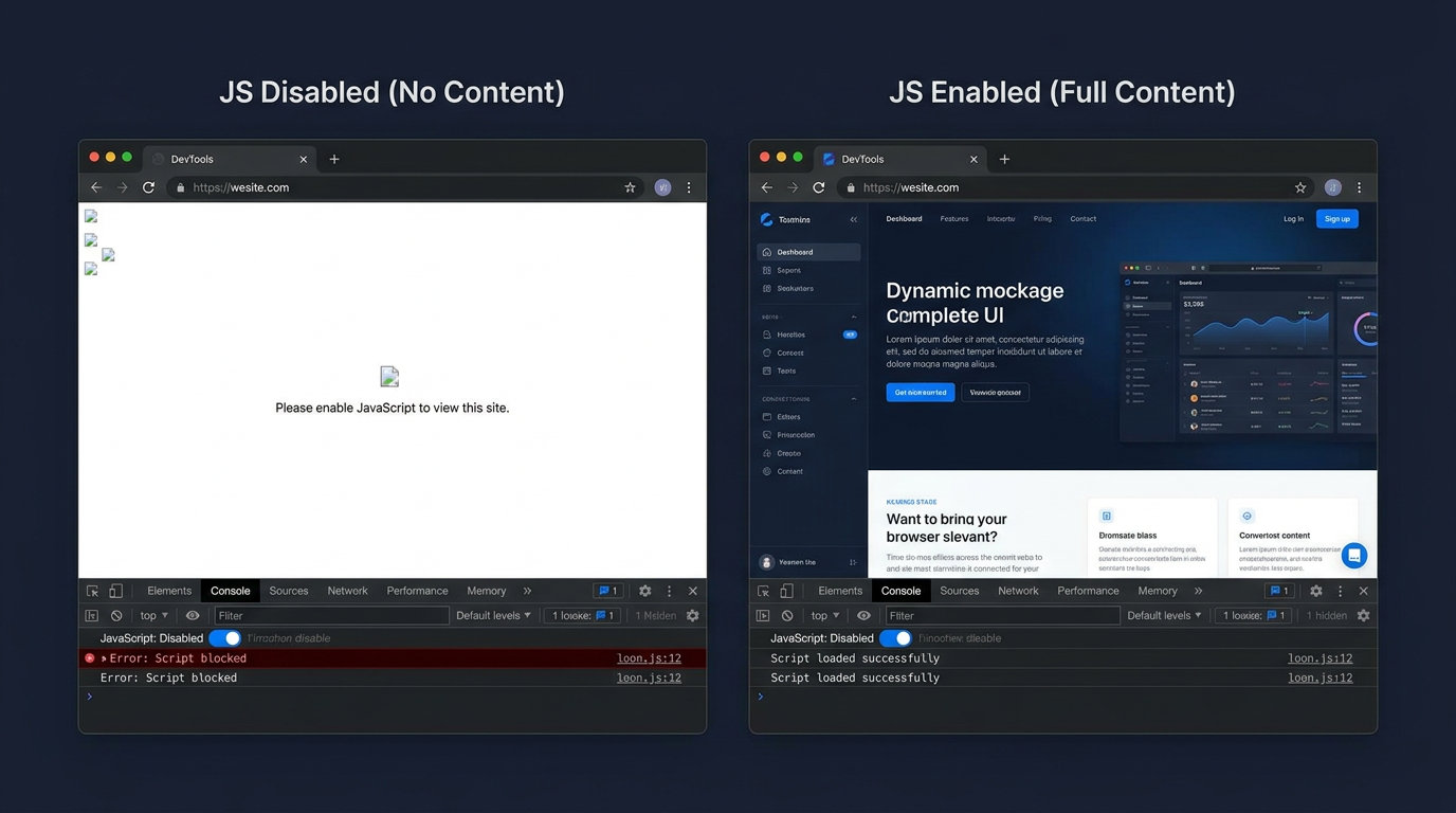 Browser rendering vs AI crawler — JavaScript disabled